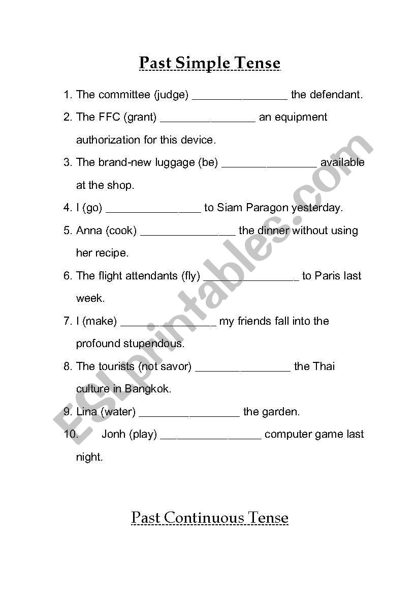 past simple tense2 worksheet