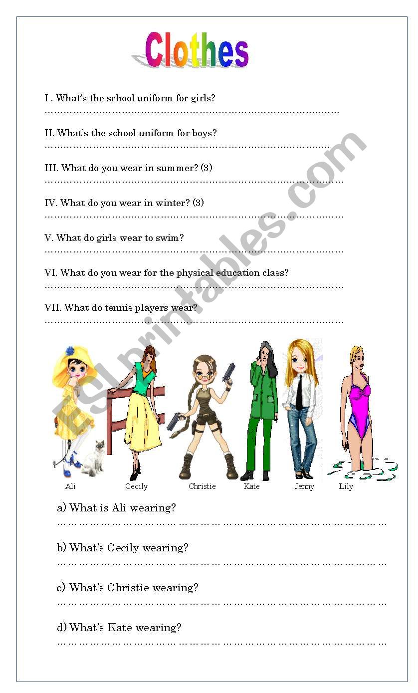 to apply clothes worksheet