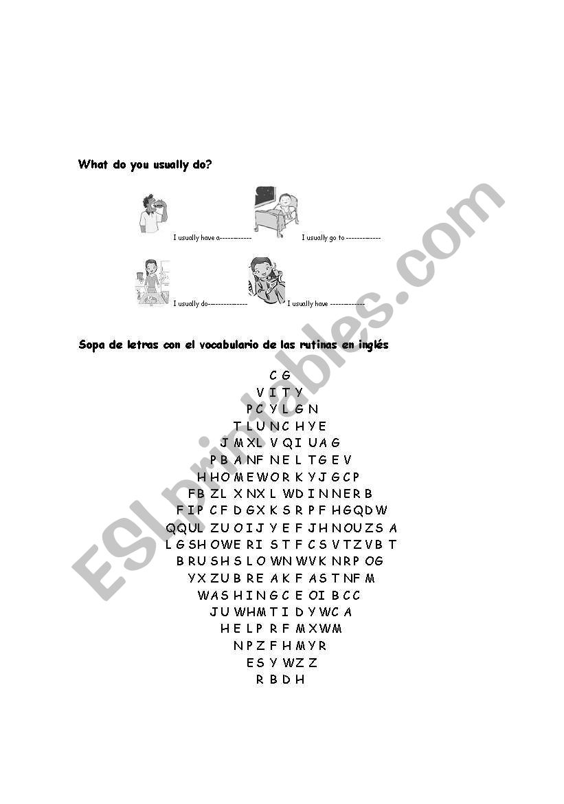 Daily routines worksheet