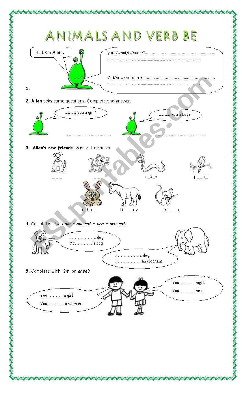 Verb be + Pets worksheet