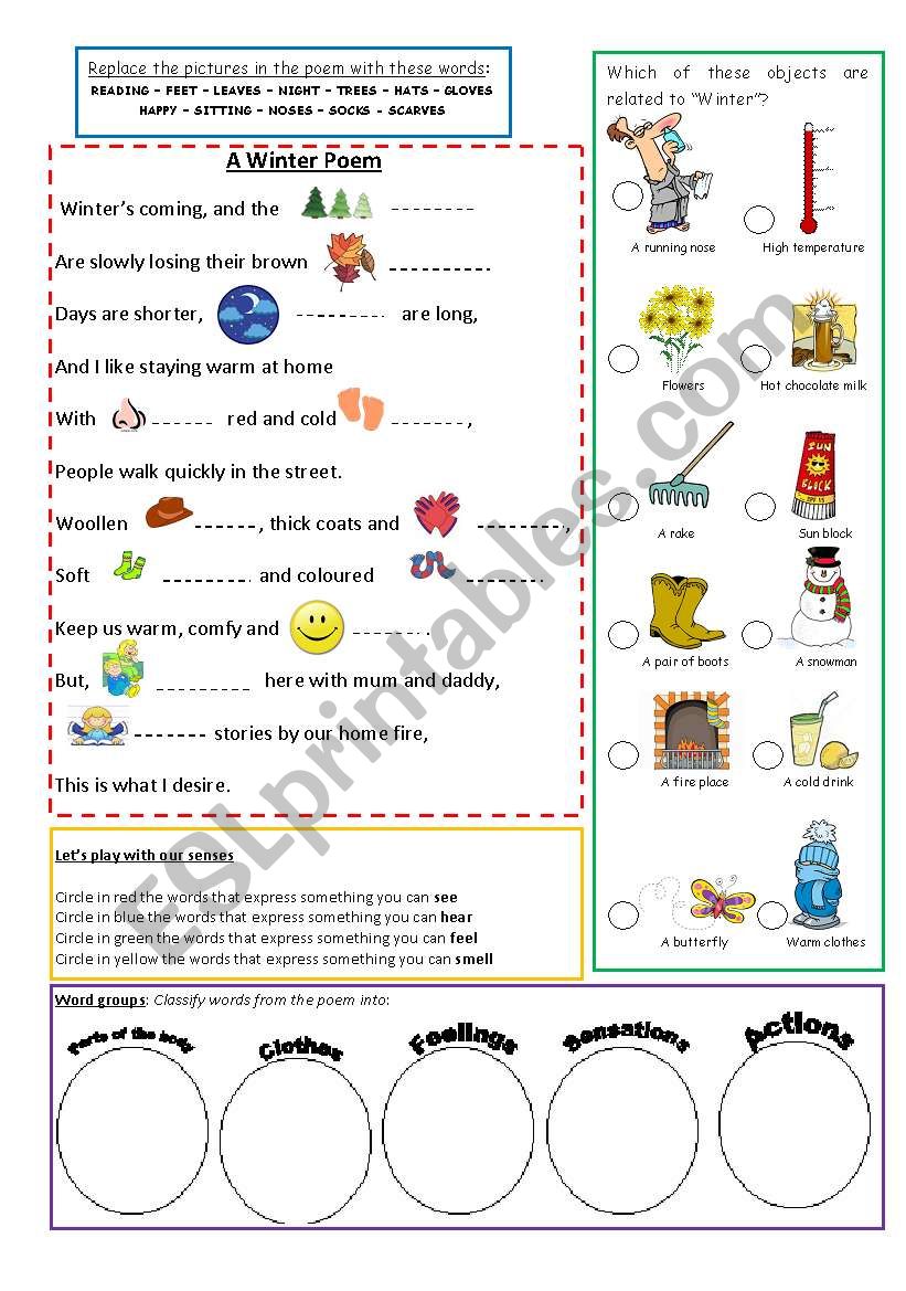 A Winter Poem worksheet