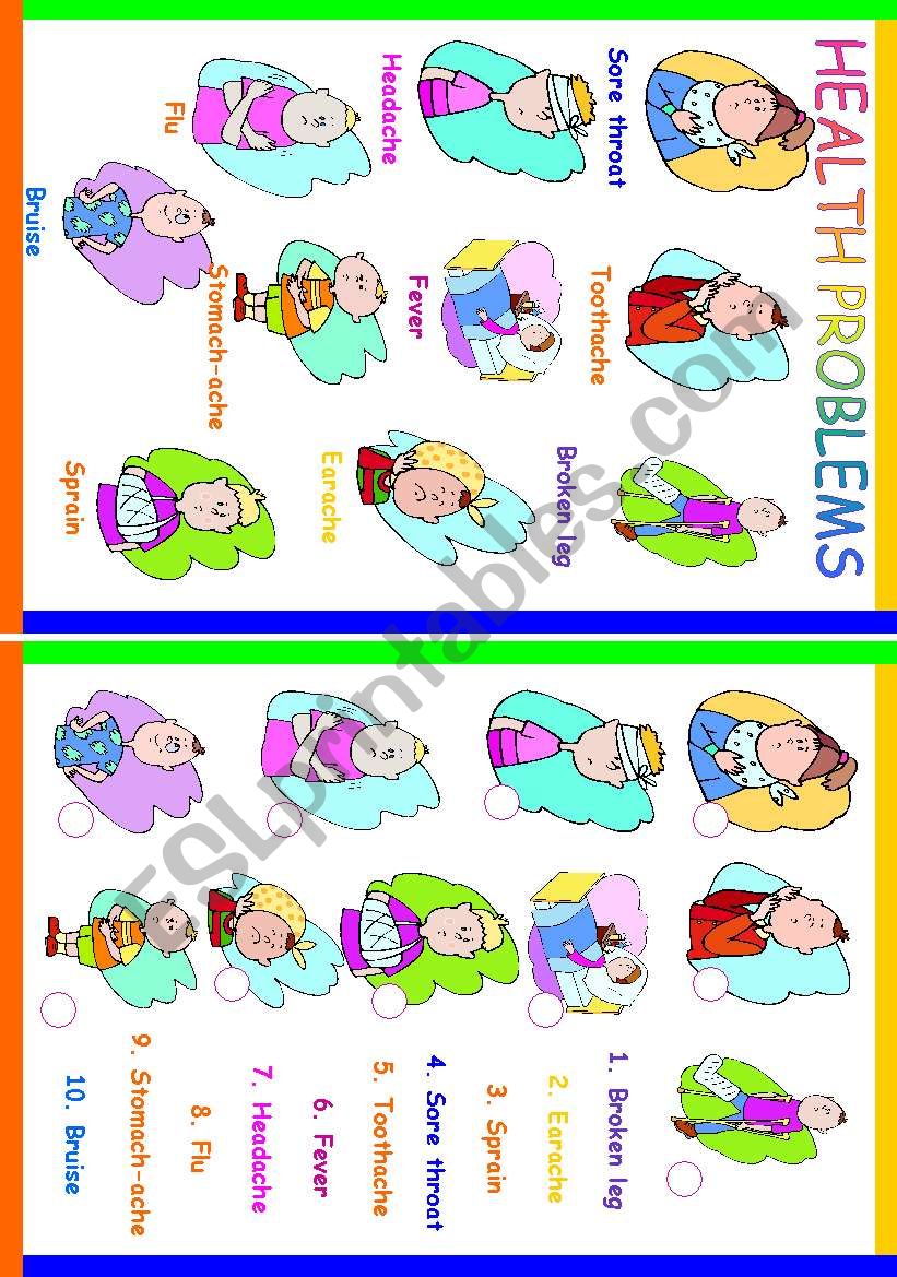 Health problems worksheet