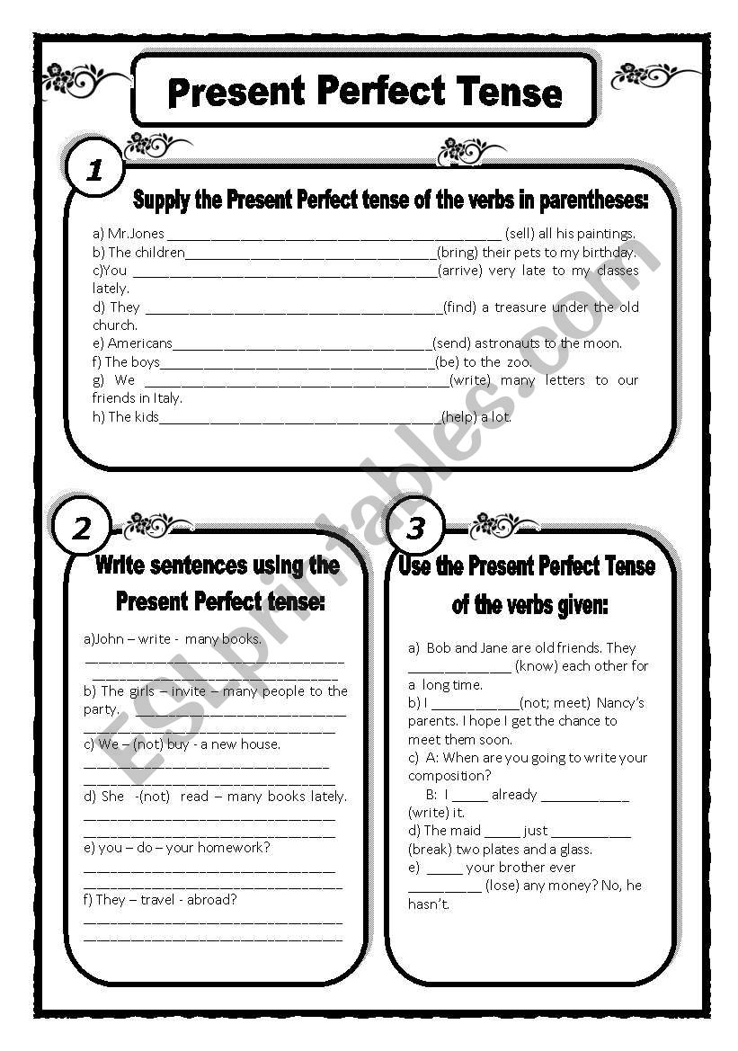 Present Perfect Tense worksheet