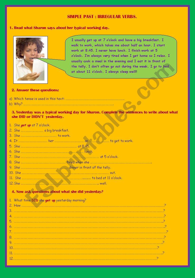 Past simple:irregular verbs worksheet