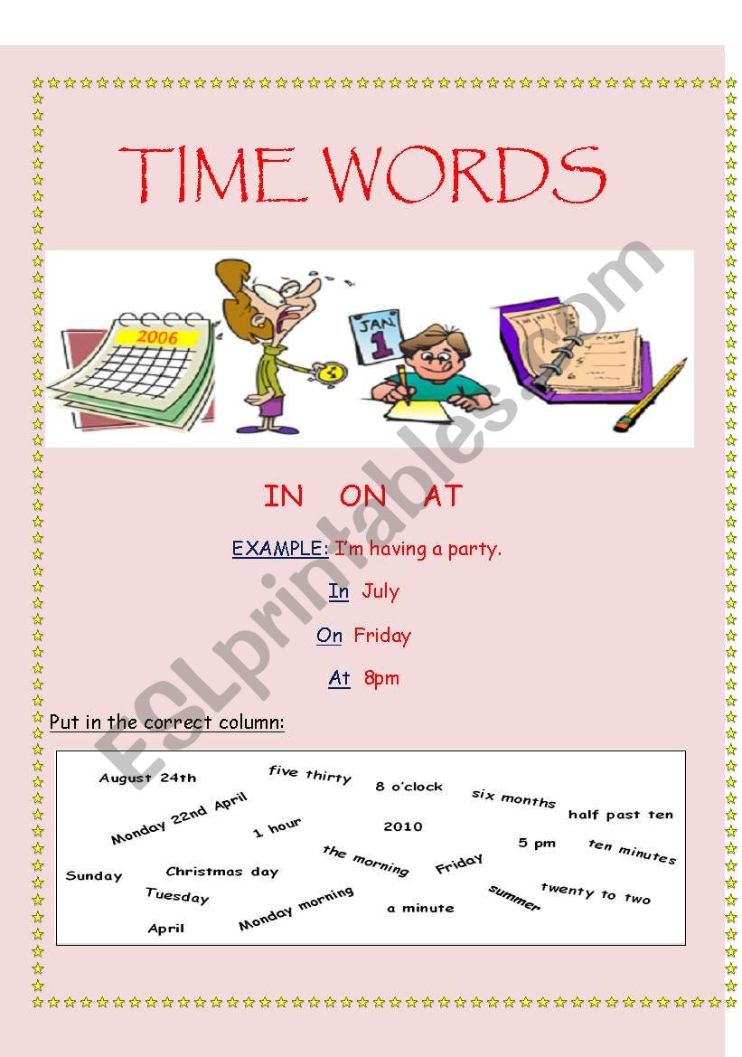 Prepositions of Time: In  On  At