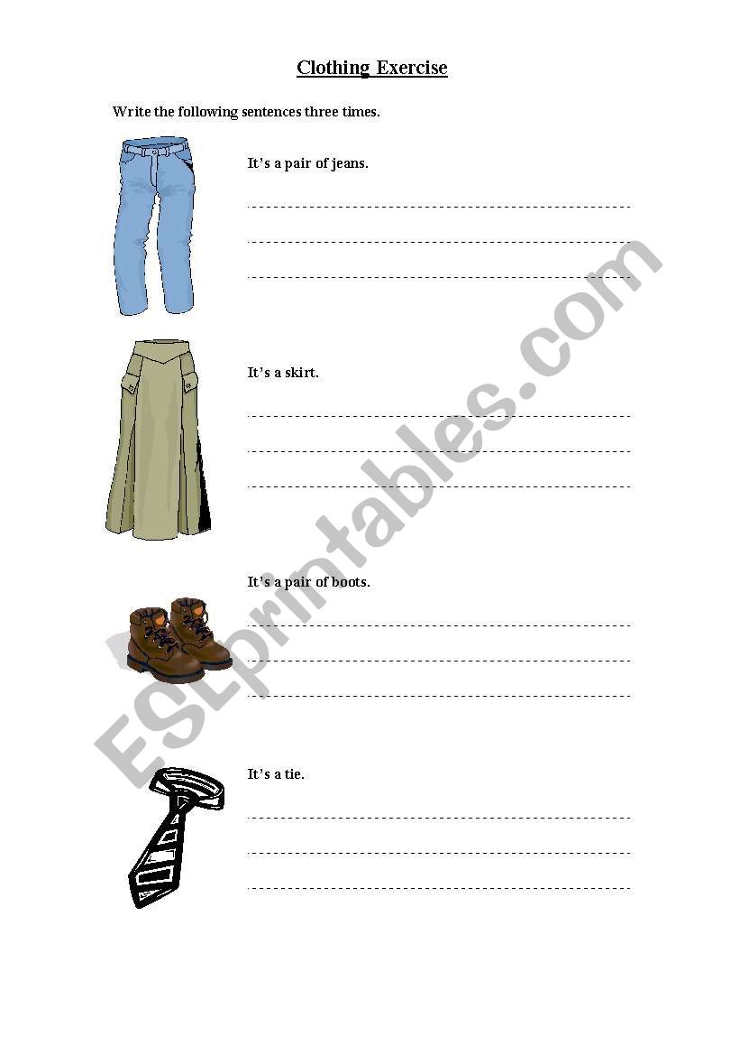 Clothing worksheet