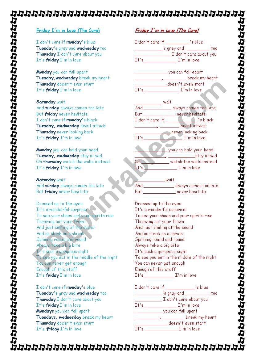 Days of the Week! worksheet