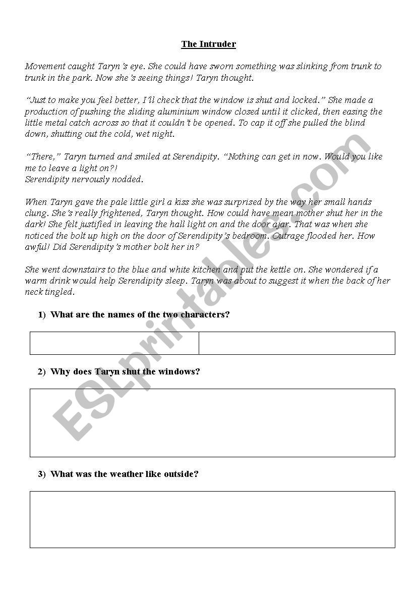 Horror worksheet