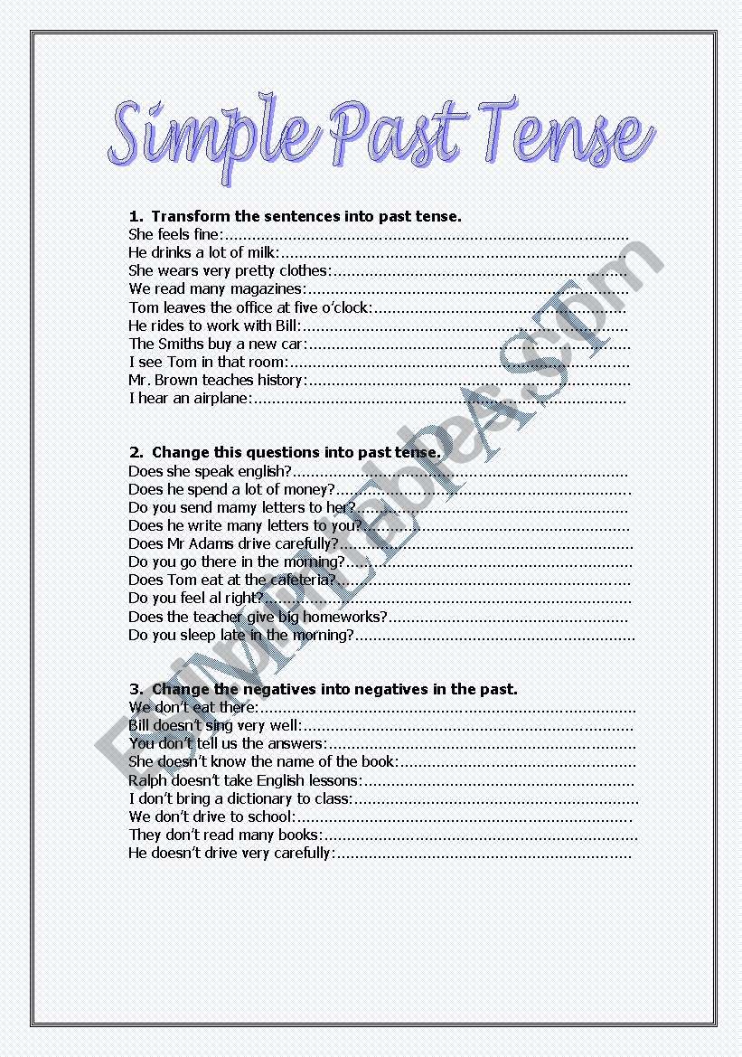 Simple past  worksheet