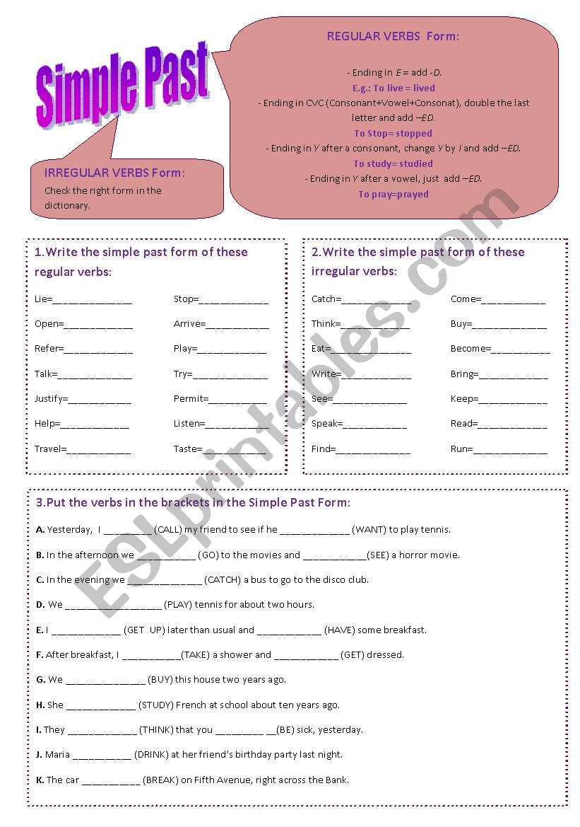 Simple Past - Form worksheet