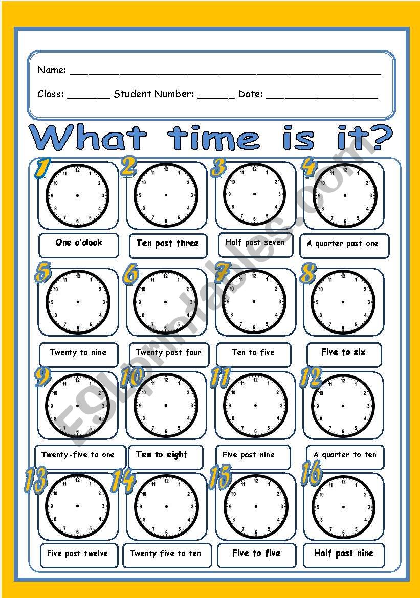 What time is it? (2 pages) worksheet