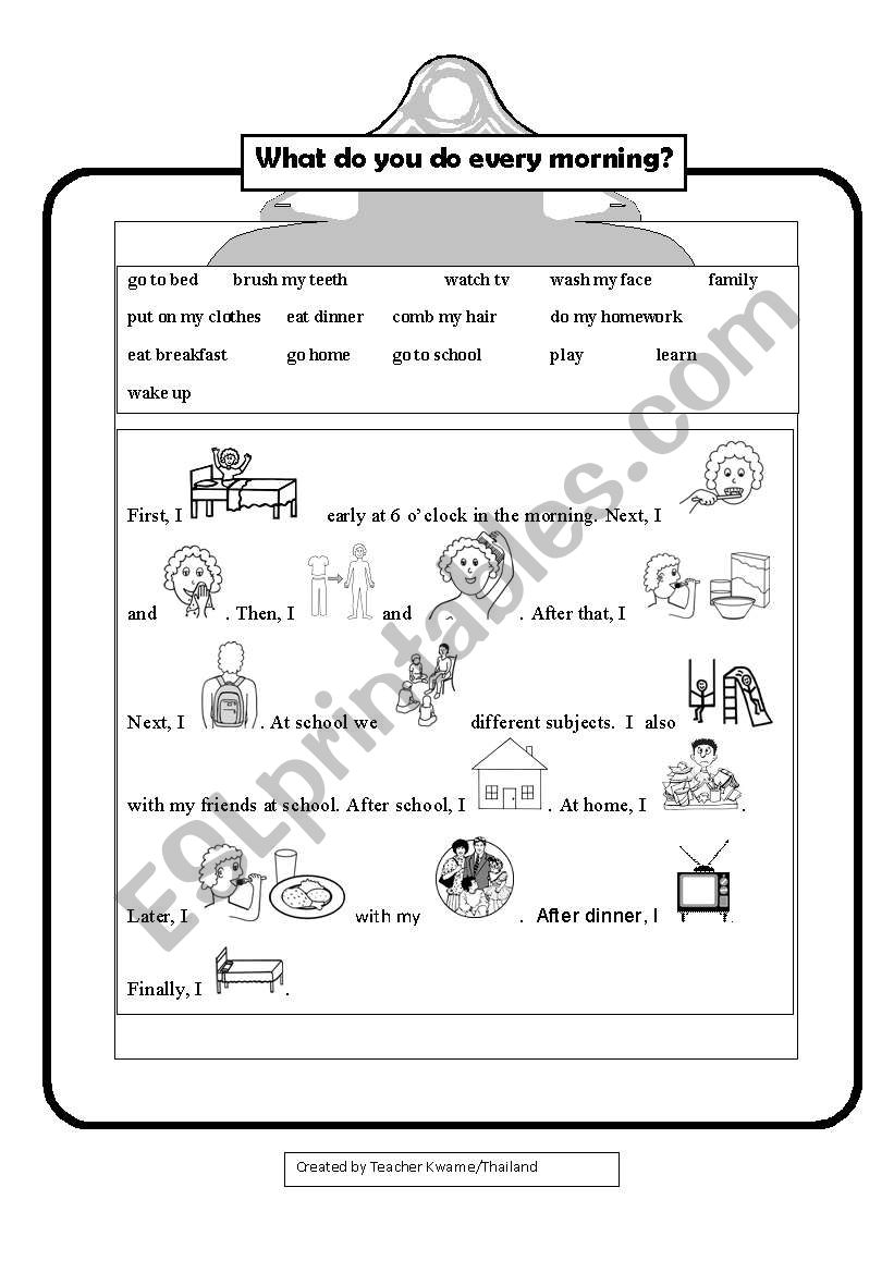 What do you do every morning? worksheet