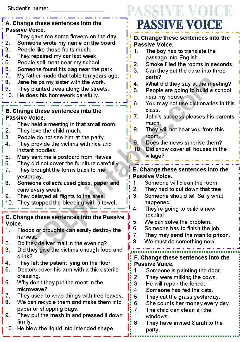 PASSIVE VOICE worksheet