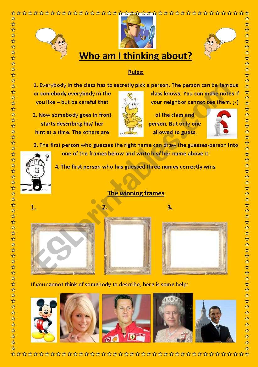 Who am I thinking about? worksheet