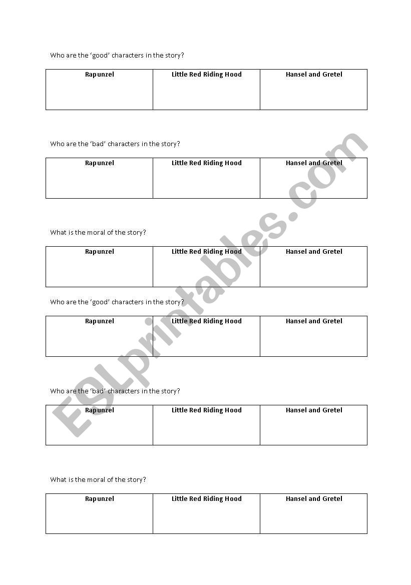 Fairy Tales worksheet