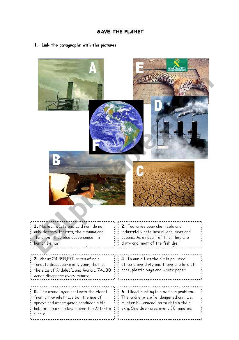 Save the planet 1 worksheet