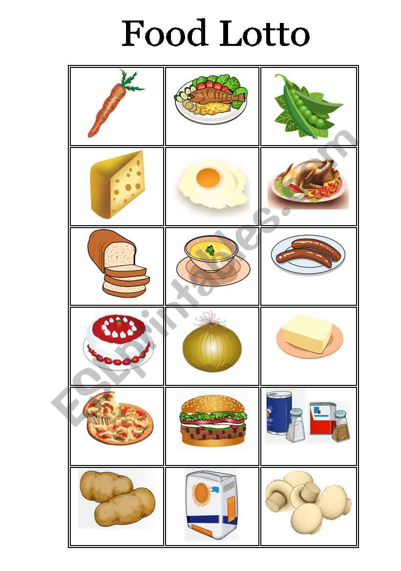 Food Lotto worksheet