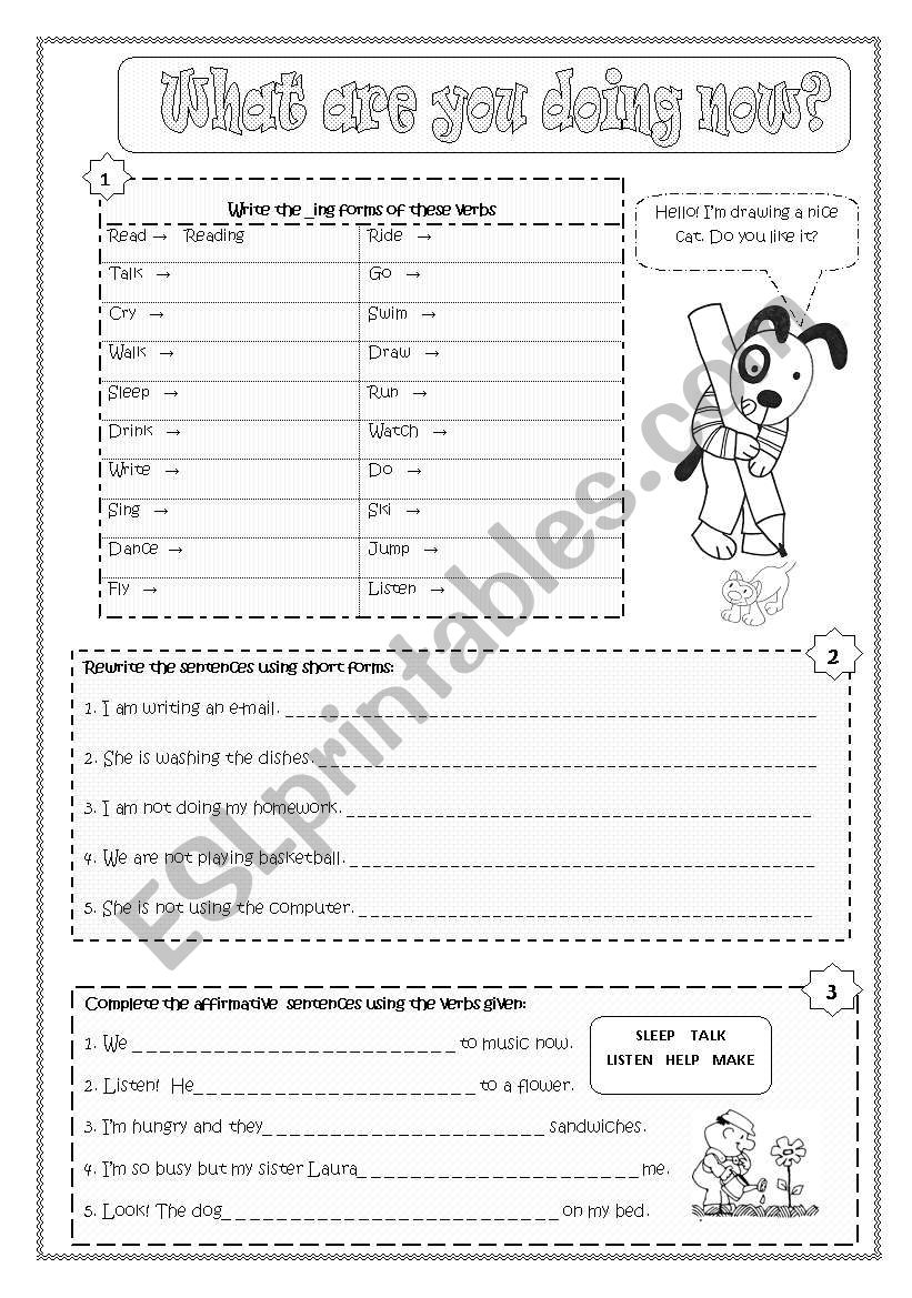 Present continuous worksheet