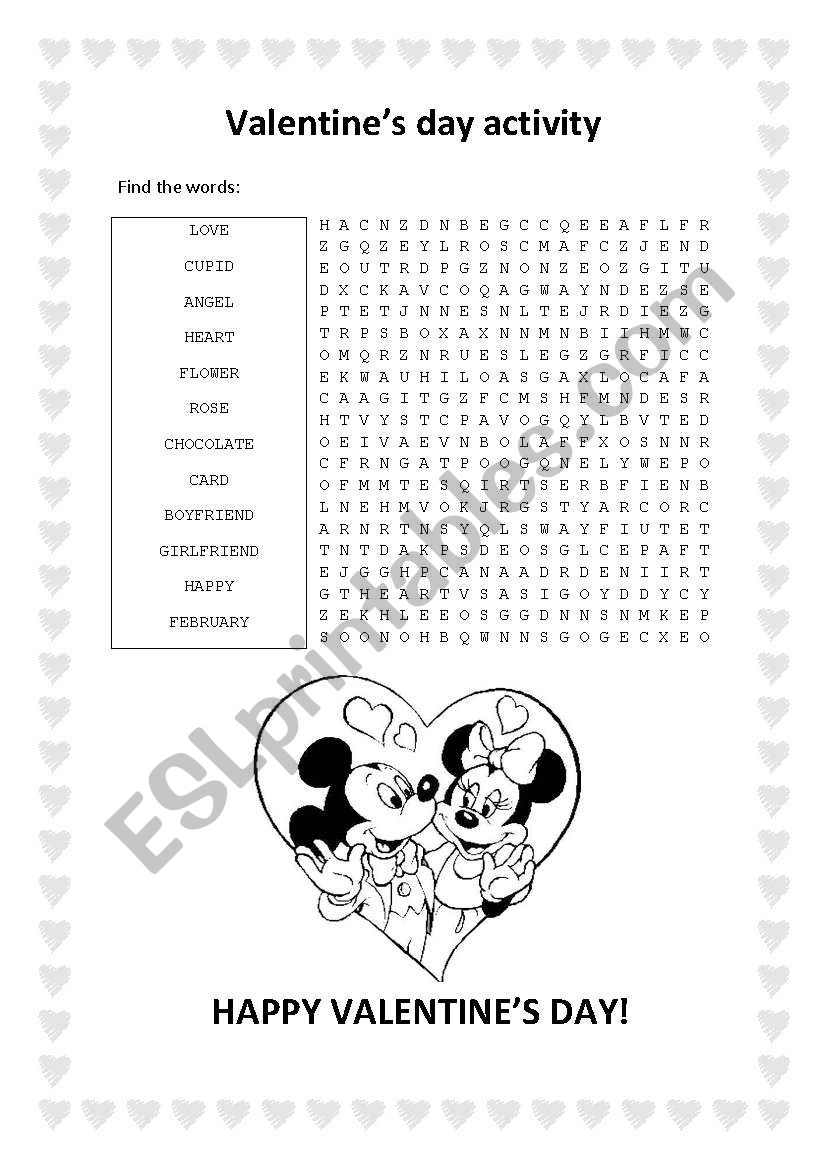 Valentines day worksheet