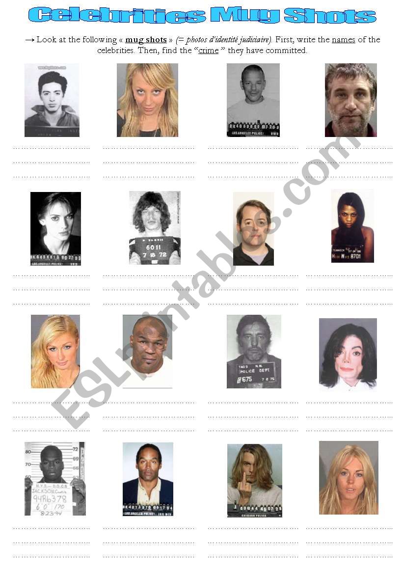 Celebrities mugshots - past probability (modals: must / may/ might have + past participle)