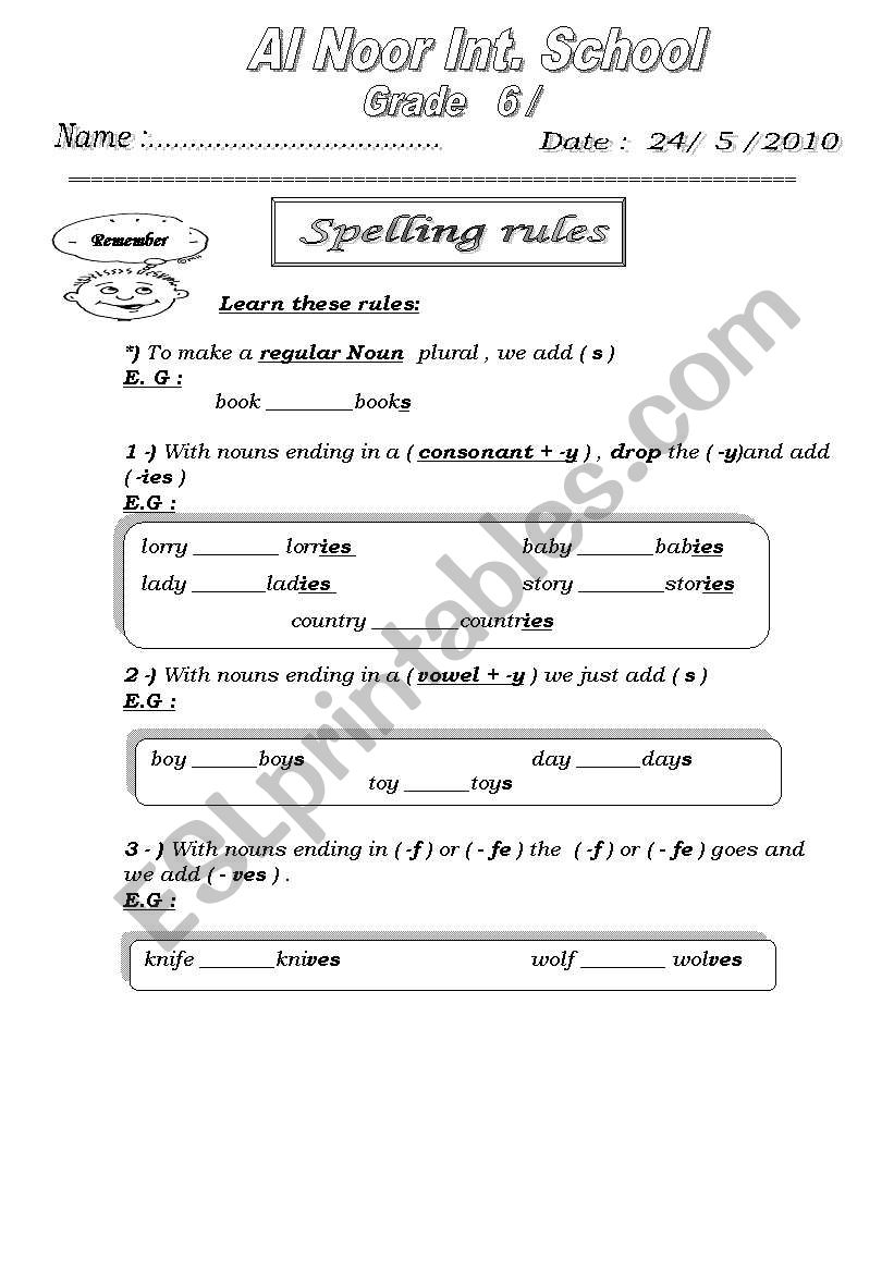Spelling  worksheet
