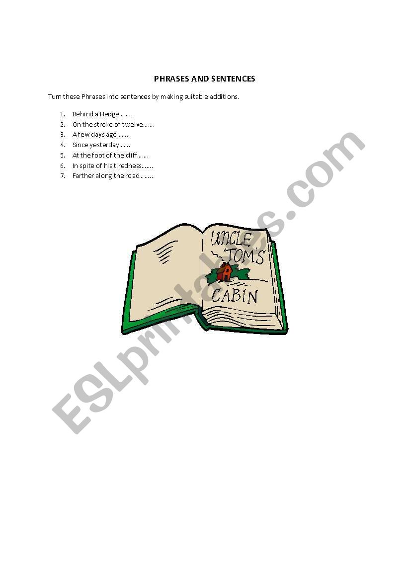 Phrases and Sentences worksheet