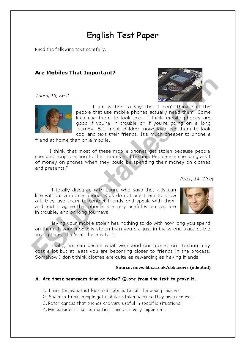 Are Mobiles Important? worksheet