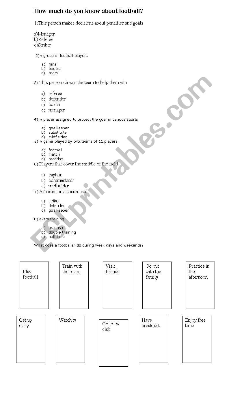 football quiz worksheet