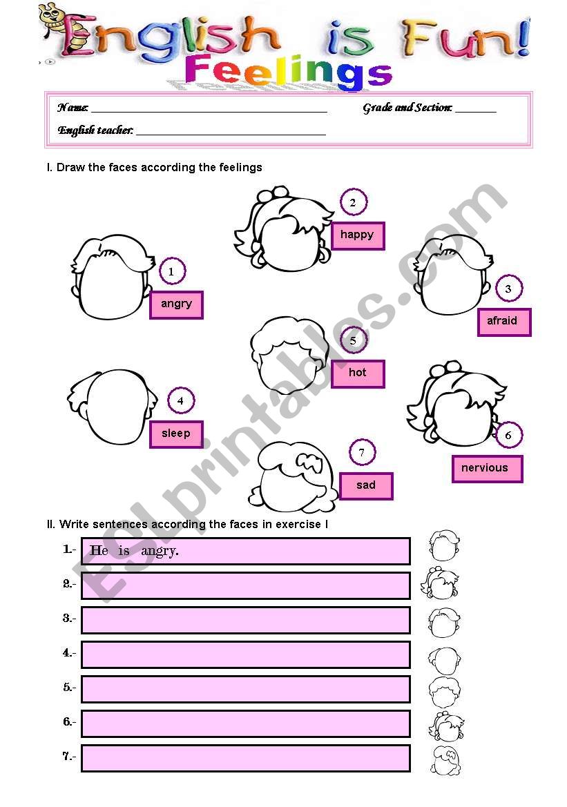 Feelings worksheet