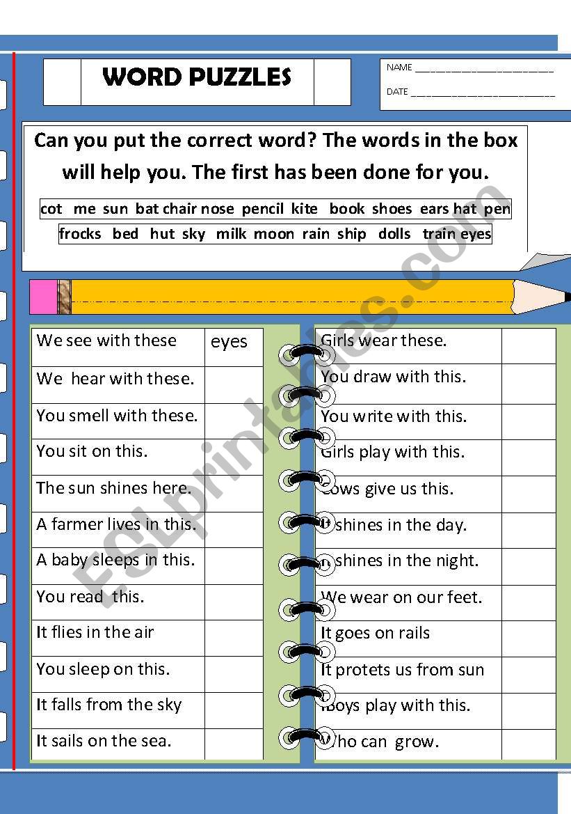 WORD PUZZLES worksheet