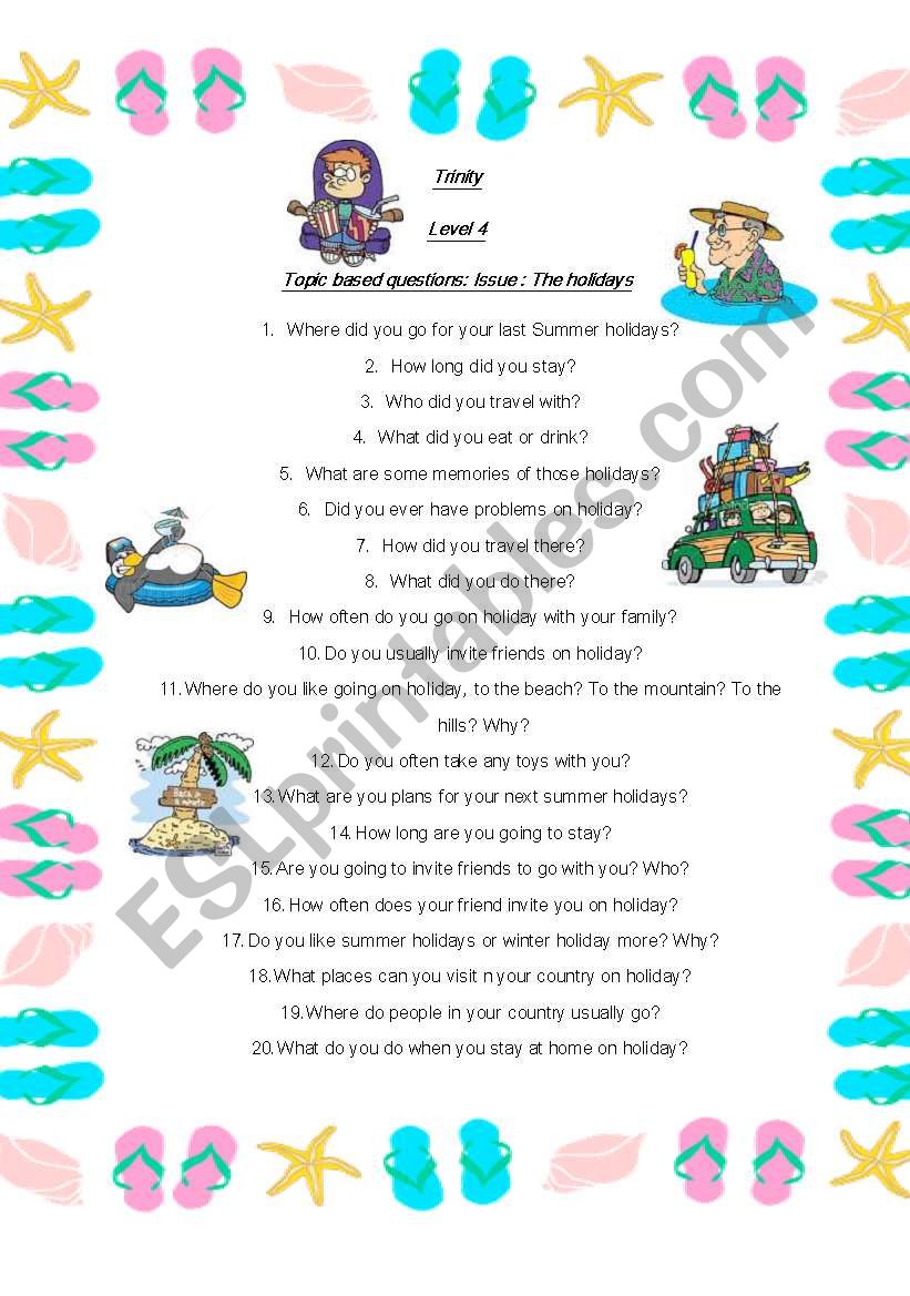 Trinity  4 Holidays worksheet