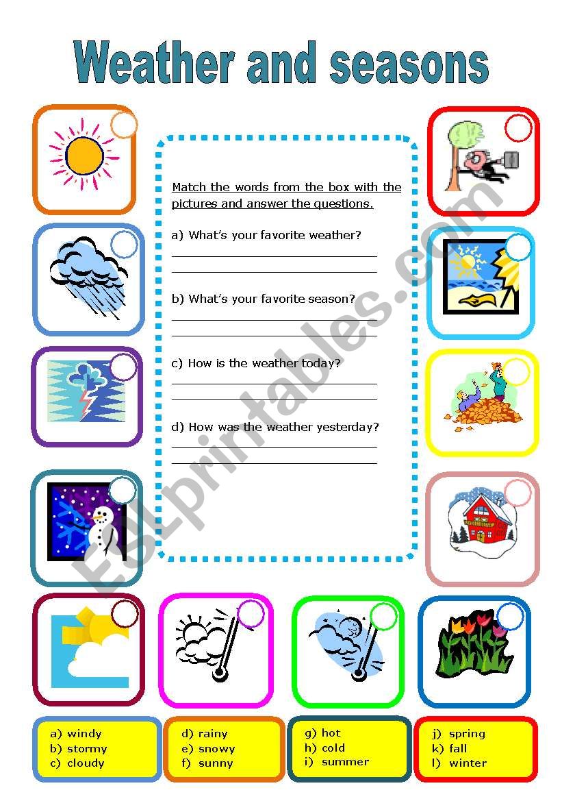 Weather and seasons worksheet