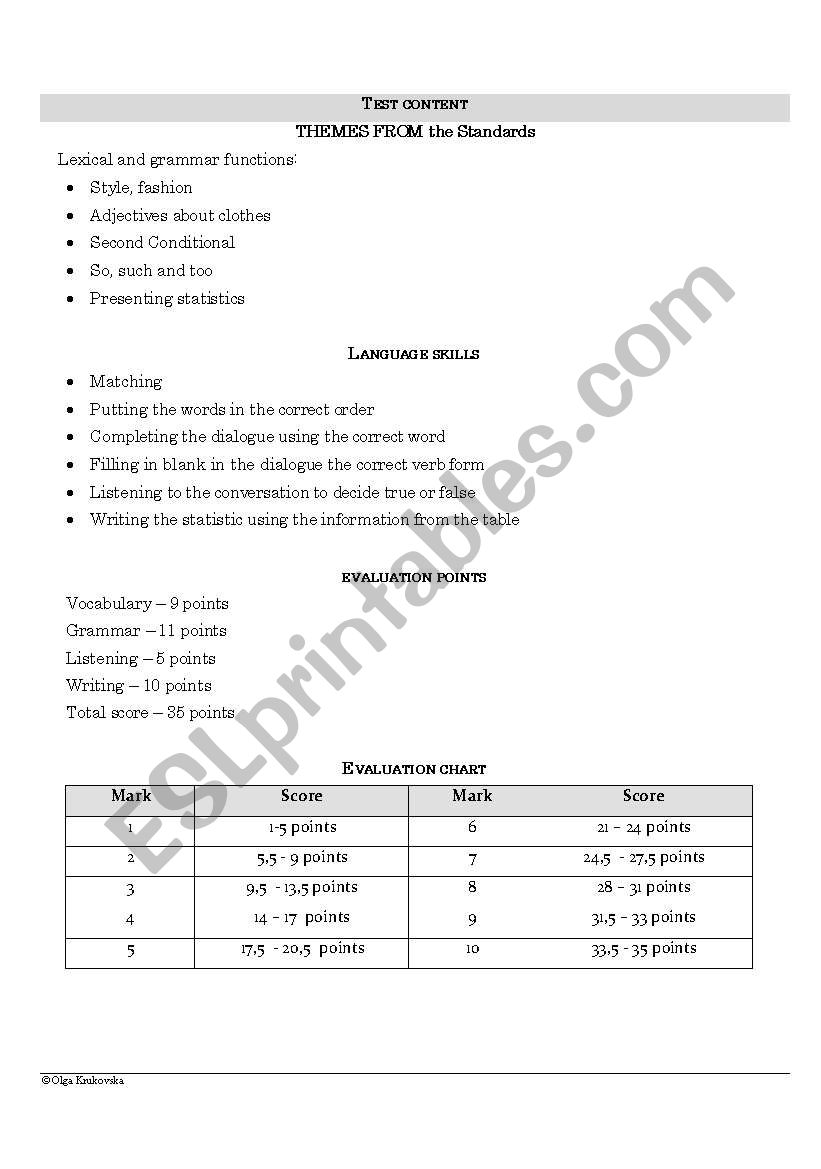 Test worksheet