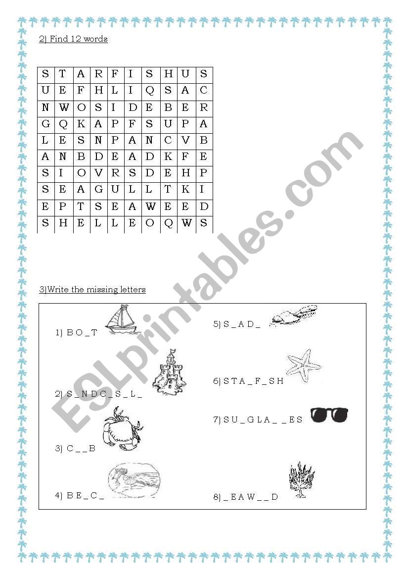 At the seaside part 2 worksheet