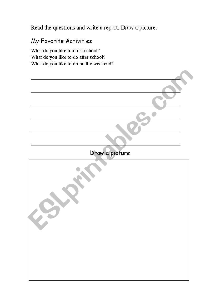 My Favorite Activities worksheet