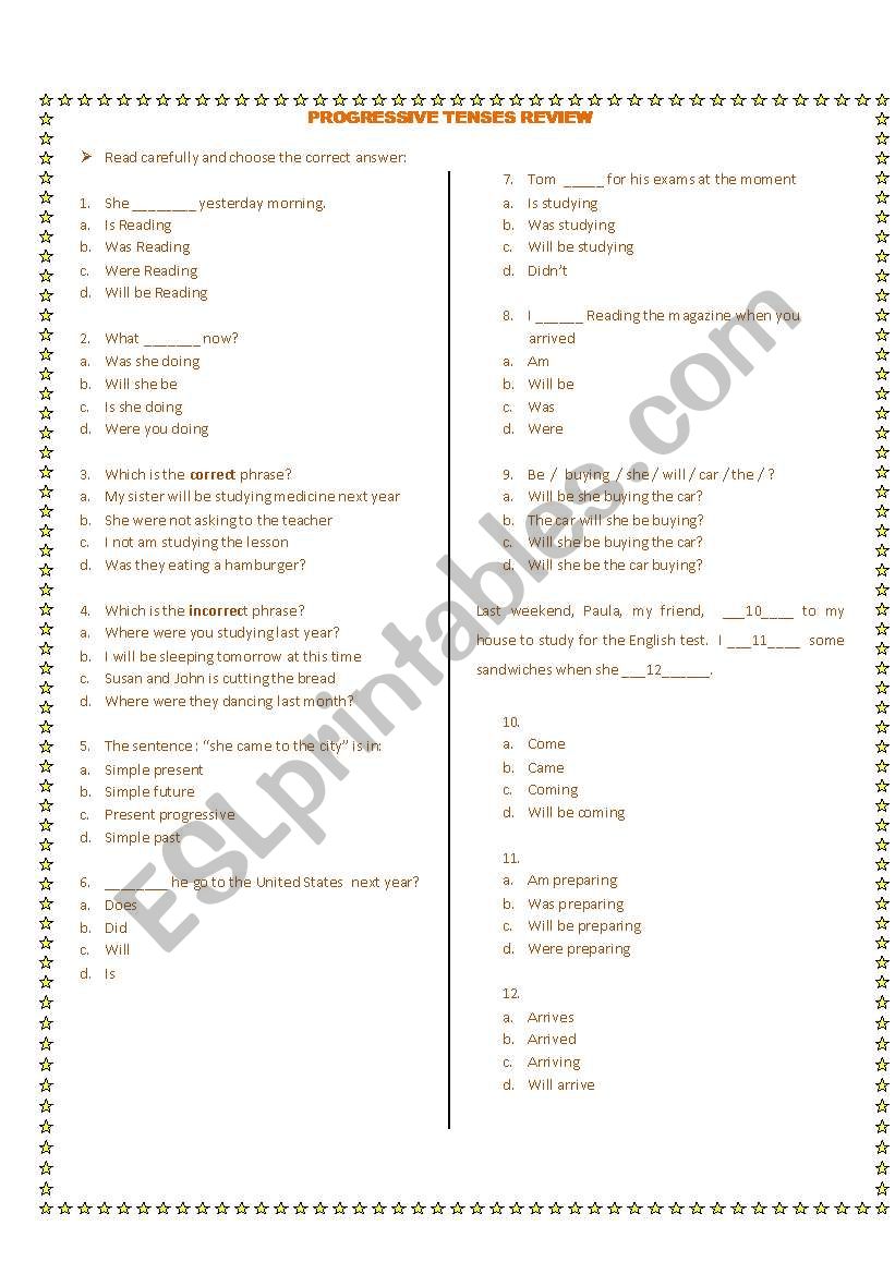 english-worksheets-progressive-tenses-review