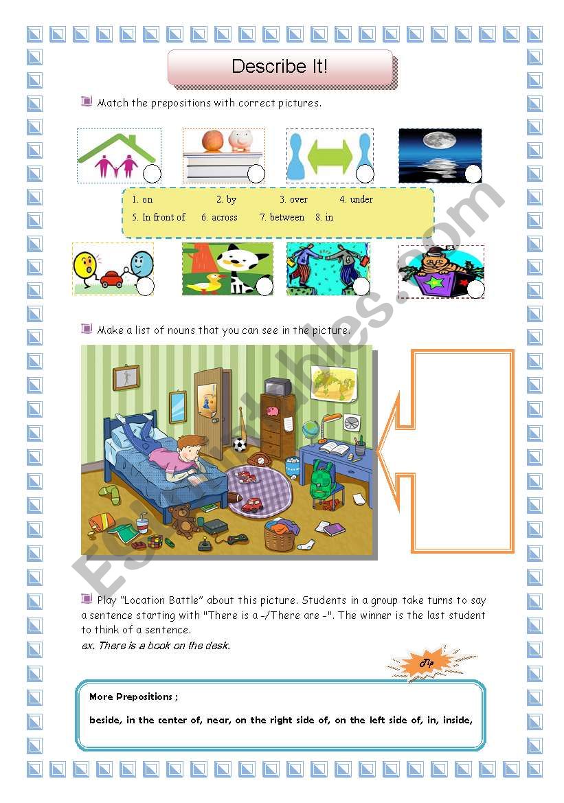 Preposition practice worksheet