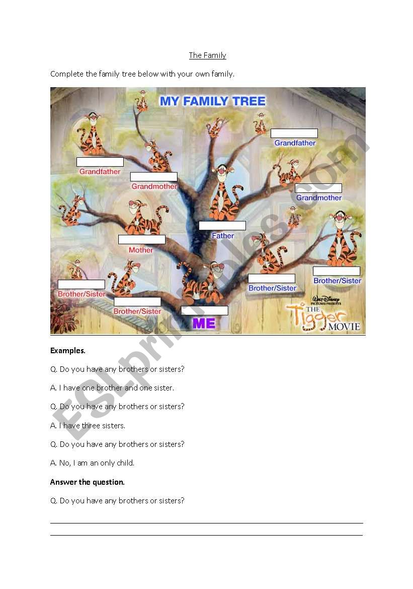 Family Tree worksheet