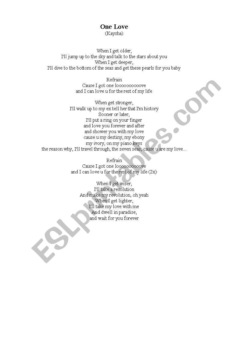Music Activity (One Love by Kaysha)