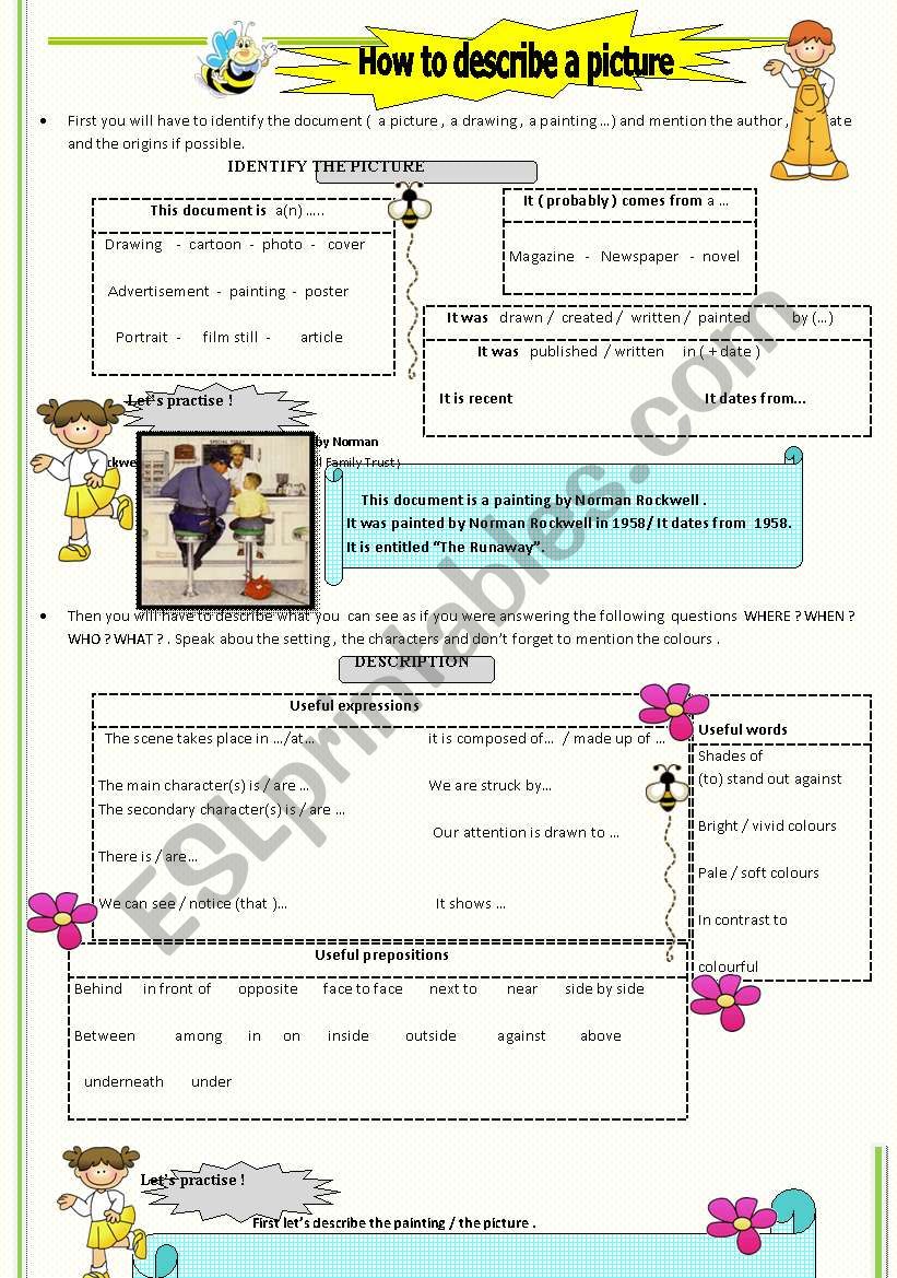 how to describe a picture worksheet