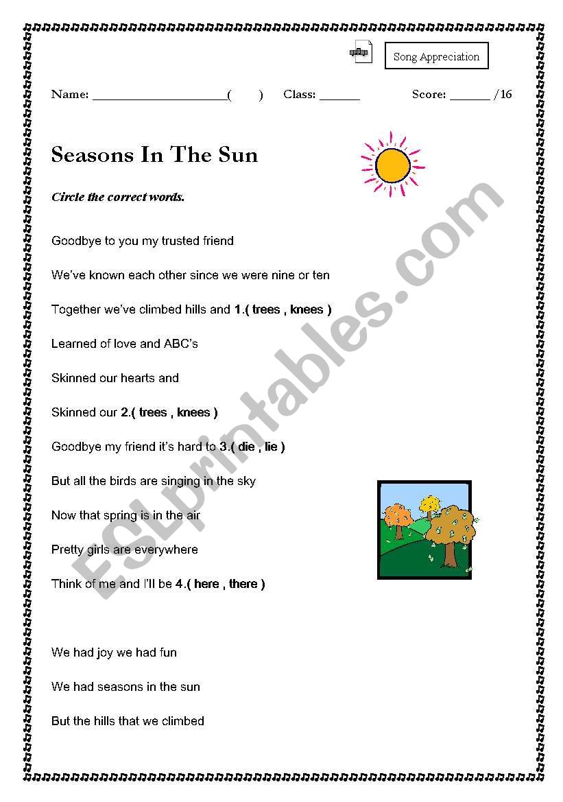 Seasons in the Sun (Song Appreciation)
