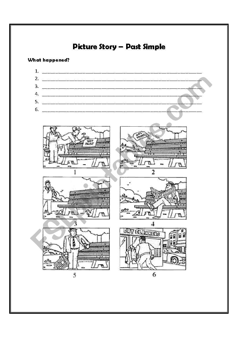 Past simple picture story worksheet