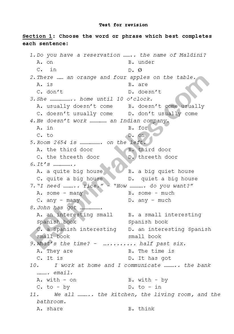 5 exercises and Key included for revision