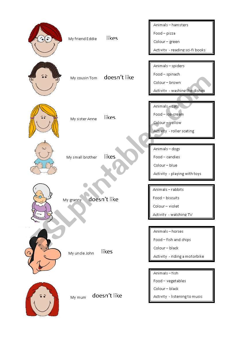 LIKE vs. DISLIKE worksheet