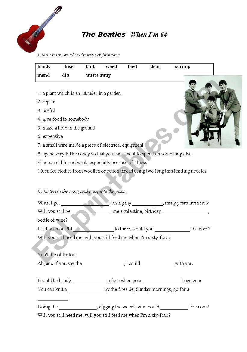 The Beatles When Im 64 worksheet