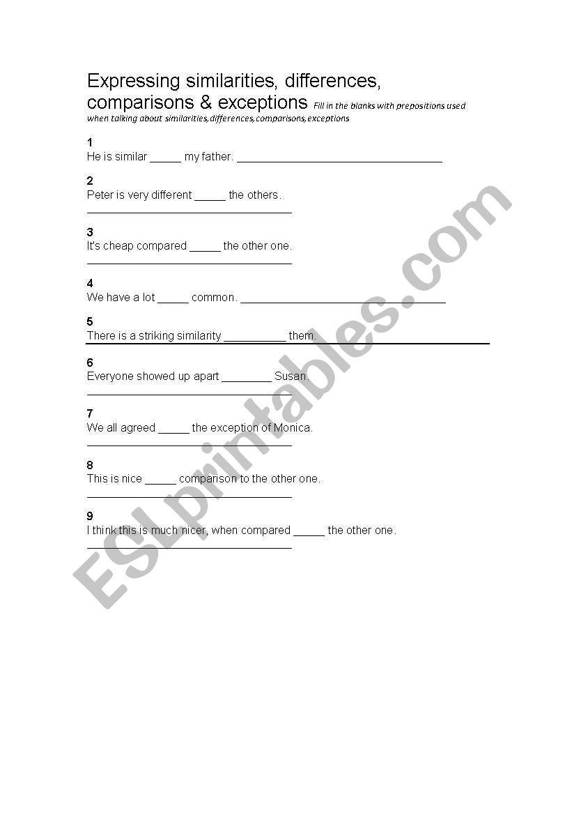 Expressing similarities, differences, comparisons & exceptions 