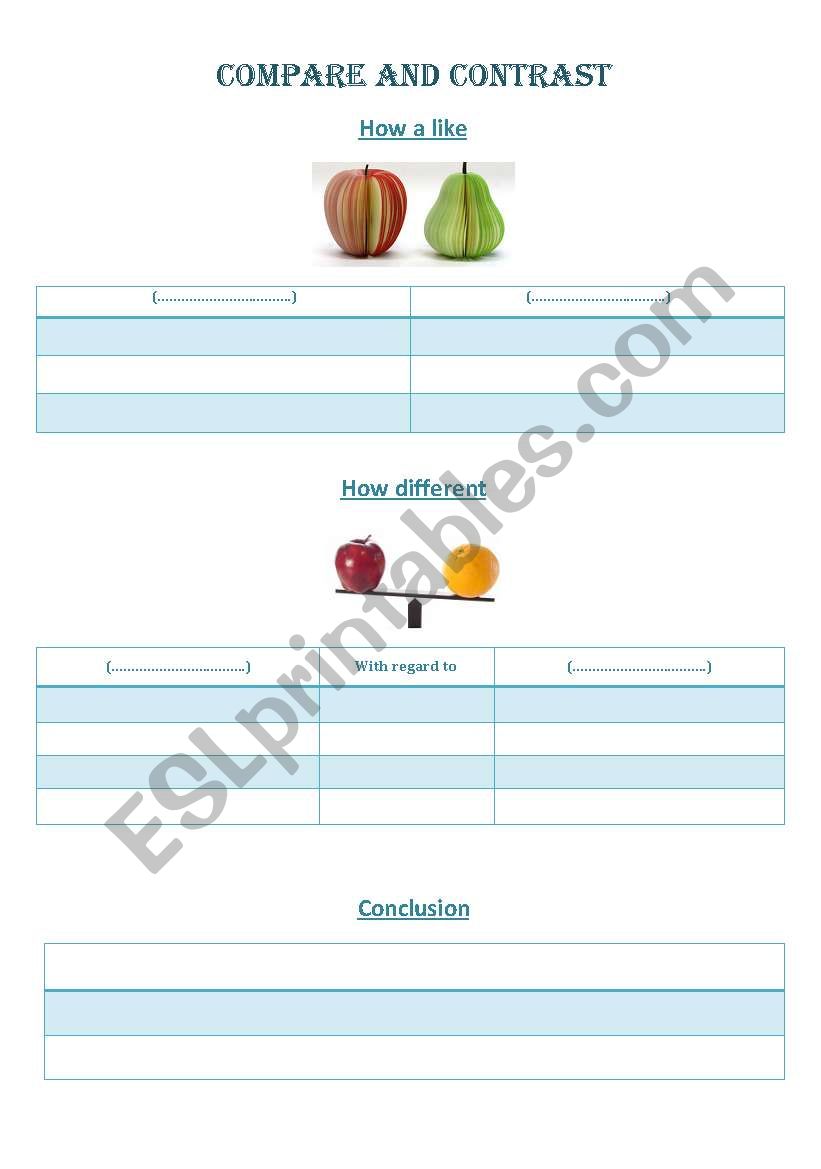 comparison & contrast graphic organizer