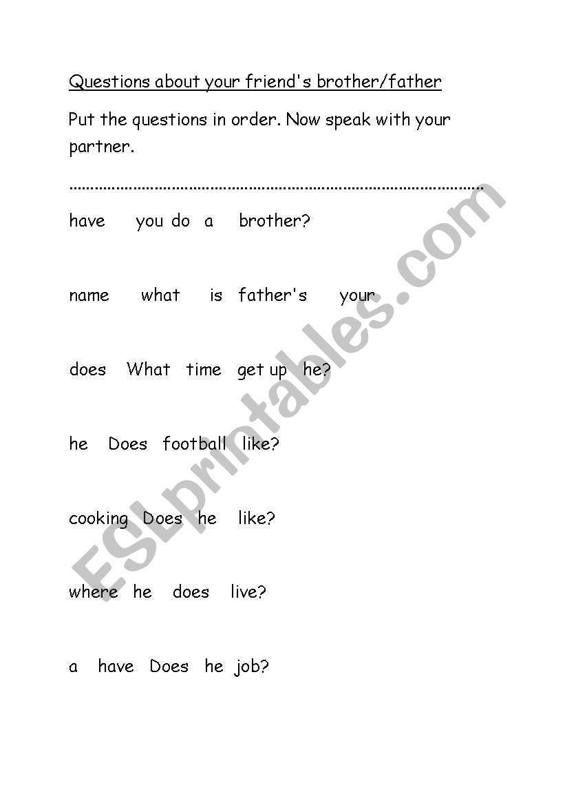 Present simple questions about brother/sister
