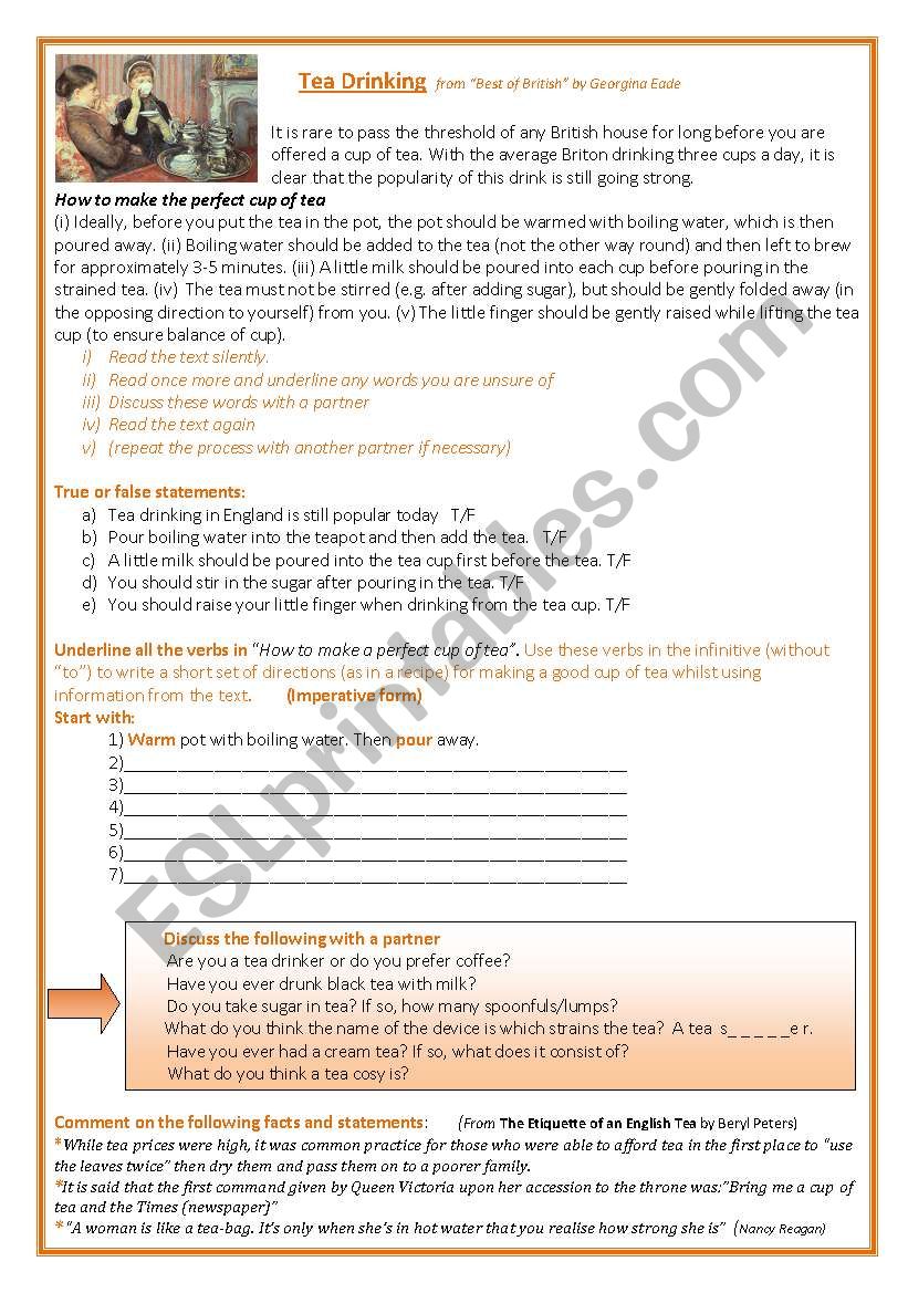 Tea Drinking worksheet