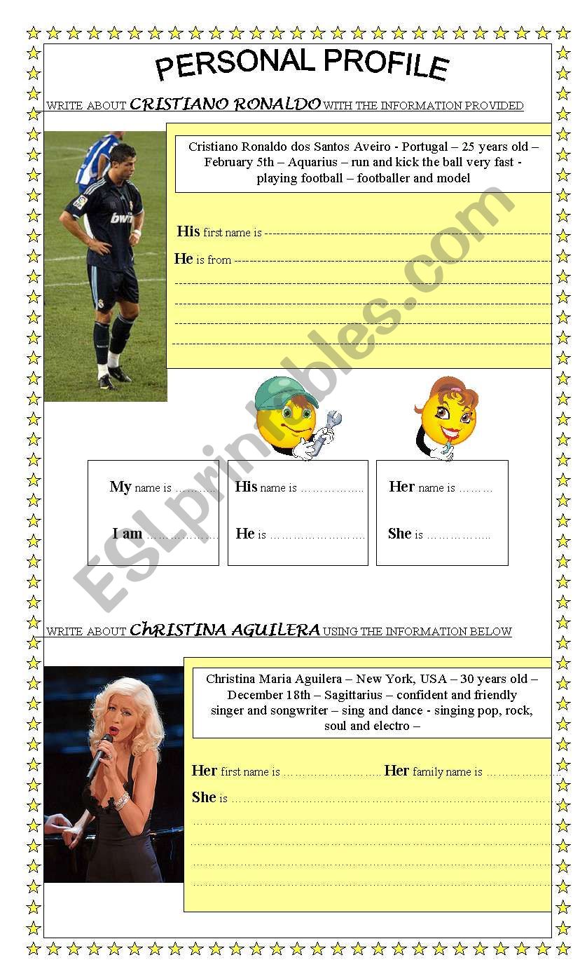 PERSONAL PROFILE worksheet